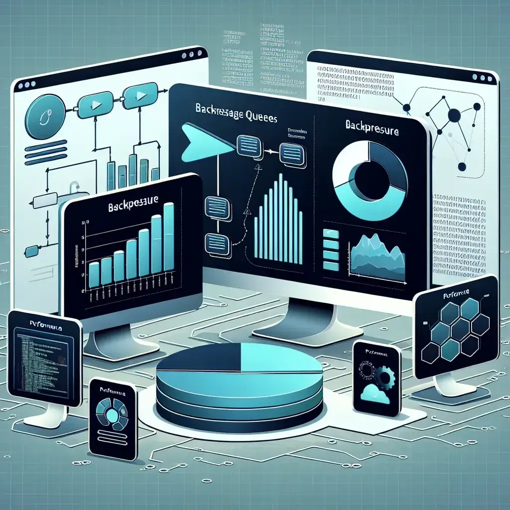"Gráfica ilustrativa de herramientas para supervisar backpressure en colas de mensajes, destacando su importancia en la optimización del rendimiento en sistemas de mensajería."