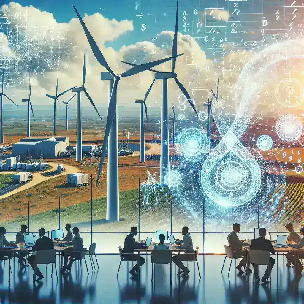 "Imagen de barras de gráficos que muestran el aumento en la producción de energías renovables en empresas españolas que utilizan algoritmos de inteligencia artificial para optimizar sus procesos."